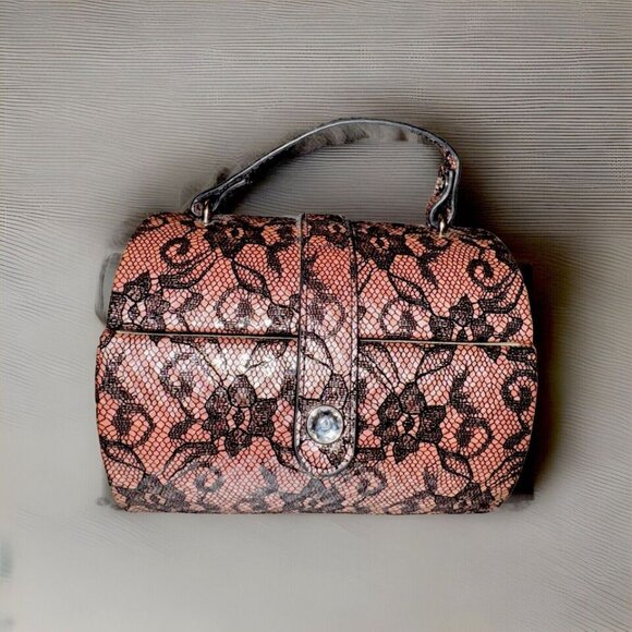 💍 Tuscan Designs Travel Jewelry Case | Pink & Black Lace | Elegant Gift for Her - Picture 4 of 8